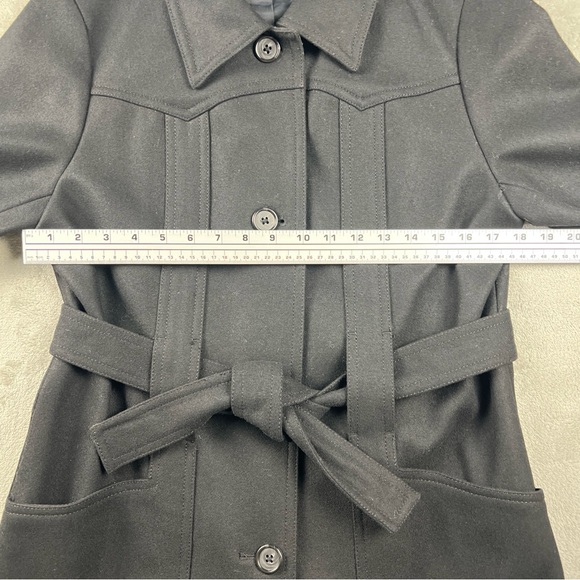 J Crew Womens Wool Pea Coat Size Med Black Collared Button Front A Line Winter - Picture 7 of 12